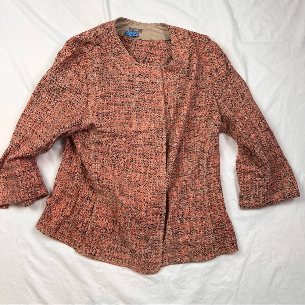 J JILL Button Up Cardigan Jacket  Cotton Blend Mock Neck Size XL Tall L050822